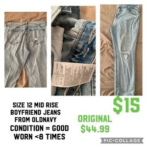 Old Navy light washed Boyfriend ripped jeans